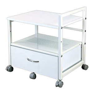 PJC-7002-WH 引出し付き プリンター台 プリンターラック キャスター付き【デスクの下に収納】