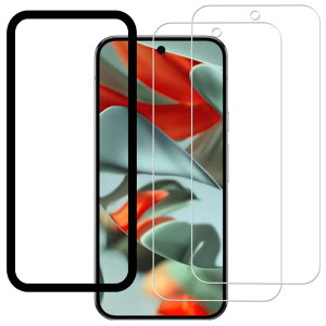 KPNS For Google Pixel 9 Pro XL �K���X�t�B���� �t���ی�t�B���� ���Y���Ɏq�f�ސ� 9H �\�ʍd�x �����K���X �Ϗ��� ��ʕی�t�B���� 2���Z�b�g �K�C�h�g�t��