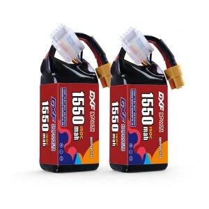 DXF 1550mAh 4S LiPo�o�b�e���[ 150C �����d 14.8V 2�Z�b�g �O���[�hA�Z�� XT60�R�l�N�^�[ 12AWG�V���R�����C���[ FPV�h���[�� RC�J�[ �w���R�v�^�[�p ���|�o�b�e���[ �[�d��