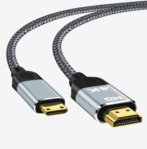Mini HDMI to HDMI�P�[�u�� �~�j hdmi�I�X - HDMI�I�X�ϊ��P�[�u�� 4K 60Hz Ultra HD 3D�Ή� 18Gbps �����f�[�^ �o�����`�� mini hdmi to hdmi �ϊ��A�_�v�^�[