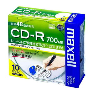maxell データ用 CD-R 700MB 48倍速対応 手描きホワイトレーベル(ワイド) 10枚 5mmケース入 CDR700S.WWH.S1P10S parent