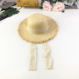 キッズ かわいい 麦わら帽子 女の子用の 夏用 親子 麦わら 帽子 つば 広の ラフィア レース 子供用 日焼け防止 母 娘 ビーチハット