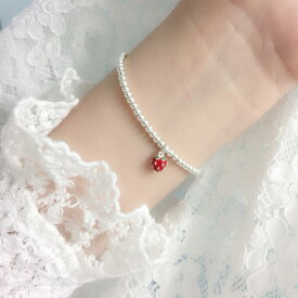 トルマリン ブレスレット カラフル 999 スター リング シルバーの 小さい イチゴ シルバービーズの 親子 ブレスレット ベビー ラウンド ビーズ 極細 ハンドストリング アンクレット さわやか 女性用 ジュエリー