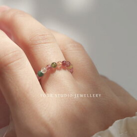 かわいい トルマリンリング の 非常に 細かい 2 mmの ミニ レインボー トルマリンリング リング スタッキング テクスチャ 祝福 女性