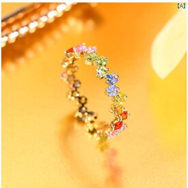 かわいい トルマリンリング S925 レインボー キャンディリング スター リング シルバー 象嵌 カラーストーンリング カラー ジェム トルマリン