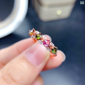 かわいい トルマリンリング 2024年 シミュレーション カラートルマリン キャンディカラー オープン リング 女性用 18 K ローズゴールド