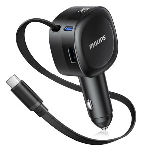 Philips (�t�B���b�v�X) ������莮 �J�[�`���[�W���[ 70cm�P�[�u������ PD30W�}���[�d USB-A��USB-C�|�[�g �V�K�[�\�P�b�g �d������ �R���p�N�g�݌v �ԍڗp�[�d�� 12V/24V�ԗ��Ή� DLP2360C