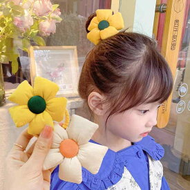 女の子用 ヘアゴム ひまわり柄 かわいい 髪に優しい ベビー用 ゴムバンド 子供用 ヘアアクセサリー 伸縮性 普段使い