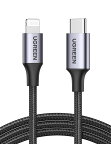 UGREEN USB-C Lightningケーブル【MFi認証取得 PD対応 1M】急速充電 ライトニングケーブル 高耐久 ナイロン編み