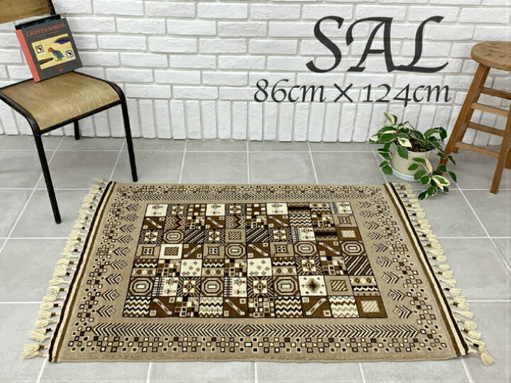 楽天市場】【送料無料】ハンドメイド 絨毯 インド SAL 86cmx124cm 