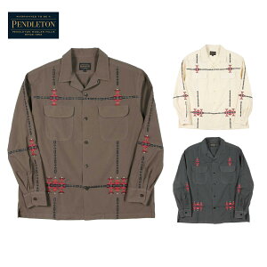 PENDLETON �y���h���g�� L/S Garment Dye EMB Open Collar Shirt �K�[�����g�_�CEMB �I�[�v���J���[�V���c �S3�F L�T�C�Y