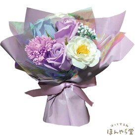 バスペタルブーケ ギフト（ローズ3個、カメリア2個、カーネーション1個） 約240×115×95mm（約155g） ほんやら堂(HONYARADOH)