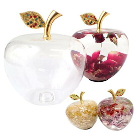 ガラスのリンゴ (空) 中身なし りんご 置物 オーナメント 手作り ハーバリウム ドライフラワー フラワーアレンジメント ボトル 瓶 手作りキット 幸運のアップル キラキラ 置き物 空間 風水 ヒーリング 癒し リラックス 天然石 国内発送 パーツワールド