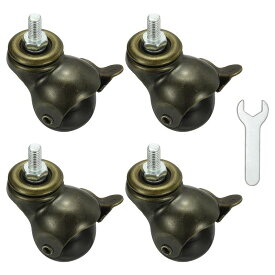 PATIKIL Ball Caster Wheels, Pcs Threaded Stem Caster 360 Degree Rotatable Caster Wheels Brake for Furniture,