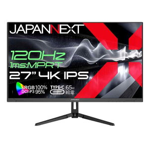 JAPANNEXT 27�C���` IPS�p�l������ 120Hz/1ms(MPRT)�Ή� 4K(3840x2160)�𑜓x �Q�[�~���O���j�^�[ JN-i27G120U-C6 HDMI2.1 DisplayPort USB Type-C(�ő�65���d) HD