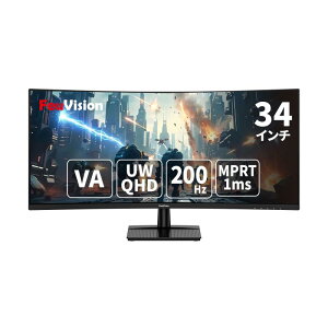 FeuVision �E���g�����C�h���j�^�[ 34�C���` VA UWQHD 3440×1440 21:9 200Hz HDMI DP �Ȗ� 1500R FSID34EQ3CA