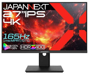 JAPANNEXT 27�C���` IPS�p�l������ 165Hz�Ή� 4K(3840x2160)�𑜓x �Q�[�~���O���j�^�[ JN-i27G165U 1ms(GTG:OD��/MPRT) HDMI2.1 DisplayPort HDR400���� sRGB:10
