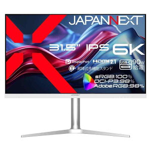 JAPANNEXT 31.5�C���` IPS�p�l�� 6K(6016×3384)�𑜓x �t�����j�^�[(�z���C�g) JN-X6K HDMI2.1 DP(DSC) USB-C(�ő�90W���d) sRGB:100% DCI-P3:98% Adobe RGB:98%