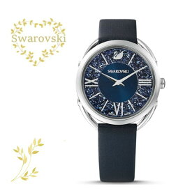 SWAROVSKI 腕時計 5537961　スワロフスキー Crystalline Glam クリスタル　ネイビー文字盤 シルバー　 ウォッチ 5 防水　クォーツ　ベージュ　レザーベルト　アナログ　プレゼント