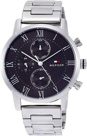 TOMMY HILFIGER 腕時計 1791397　トミー ヒルフィガー Multi dial Quartz 44mm　ブラック　3気圧防水　並行輸入　シルバー　プレゼント　メンズ 　スポーティ ビジネス 　記念日　クォーツ