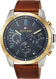 TOMMY HILFIGER 腕時計　1791561　トミー ヒルフィガー Decker　48mm　並行輸入品　ネイビー ブラウン カレンダー クオーツ アナログ ユニセックス　スポーティ ビジネス 皮ベルト　記念日　プレゼント