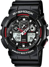 CASIO 腕時計　GA-100-1A4 G-SHOCK 　メンズ 海外モデル　 ブラック×レッド　アナデジ　並行輸入品　 　クオーツ 　スポーティ　ビジネス　防水　記念日　プレゼント