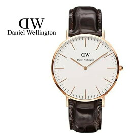Daniel Wellington 腕時計　DW00600011　ダニエルウェリントン メンズ レディース 並行輸入品　 北欧　40mm　ホワイトケース　クロコダイル　ダークブラウンベルト　ゴールドケース　アナログ　スポーティ ビジネス　ユニセックス　記念日　プレゼント