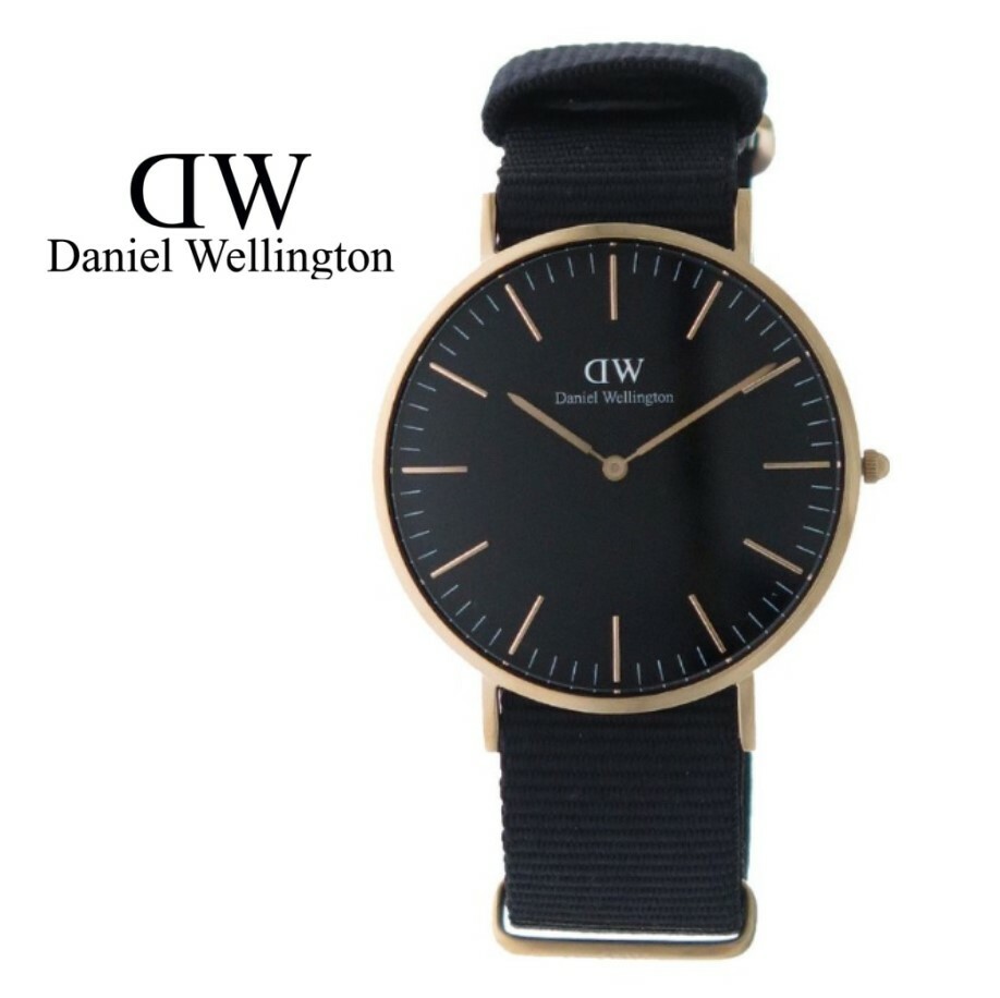 Daniel Wellington 腕時計　DW00600148　ダニエルウェリントン メンズ レディース 並行輸入品　 北欧　40mm　ブラックフェース　ブラックナイロンベルト　ローズゴールドケース　アナログ　スポーティ ビジネス　ユニセックス　記念日　プレゼント