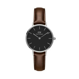 Daniel Wellington 腕時計　DW00100233　ダニエルウェリントン メンズ レディース 並行輸入品　 北欧　クラシックペティット ブラック ブリストル　28mm　シルバーケース　ブラウンベルト　アナログ　スポーティ ビジネス　ユニセックス　記念日　プレゼント