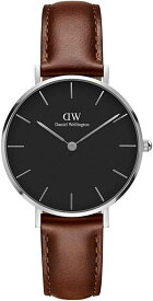 Daniel Wellington 腕時計　DW00100181　ダニエルウェリントン メンズ レディース　ウォッチ 　 北欧　32mm Classic Petite Black　ブラウンベルト　シルバーブラック　アナログ　スポーティ ビジネス　ユニセックス　記念日　プレゼント　並行輸入品