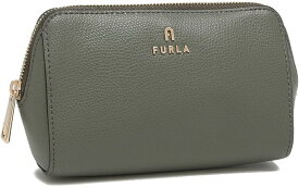 フルラ コスメポーチ 化粧ポーチ CAMELIA WE00449-ARE000-0J000 カーキ レザー レディース FURLA 並行輸入品
