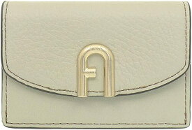 FURLA　三つ折り財布 WP00218-BX0053-M7Y00 フルラ　プリムラ Sサイズ トライフォールド ウォレット　レザー　ミニ財布 ミニウォレットマルモ 　ライトグレー　MARMO　ブランドロゴ 小銭入れ付き　並行輸入品　　通勤　通学