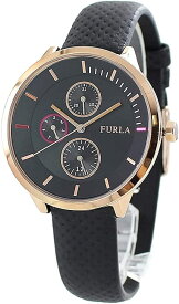 FURLA 腕時計　R4251102527　 フルラ　METROPOLIS メトロポリス 38m　クォーツ ローズゴールド 黒 ブラック 革 レザー カレンダー レディース 並行輸入品　プレゼント　記念日　クォーツ
