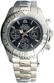 エルジン 腕時計 メンズ シルバー ブラック ELGIN FK1120S-BN クロノグラフ