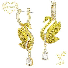 SWAROVSKI ピアス　5647543　スワロフスキーIconic Swan ドロップピアス　スワン, イエロー, ゴールドトーン・プレーティング　アクセサリー レディース　クリスタルプレゼント　記念日　アニバーサリー