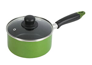 【マラソン最大46倍】パール金属 ワコートレーディング 片手鍋 16cm ガラス蓋付 ふっ素加工 IH対応 グリーン ニューフォア HB-8596