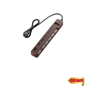 【マラソン最大46倍】エレコム 電源タップ color style 雷ガード 省エネ 個別スイッチ 6個口 1m ブラウン T-BR04-2610BR