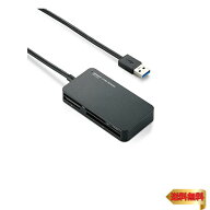 【マラソン最大46倍】エレコム カードリーダー USB3.0 9倍速転送 スリムコネクタ ケーブル一体タイプ ブ…