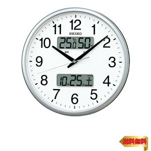 【マラソン最大46倍】セイコークロック(Seiko Clock) セイコー クロック 掛け時計 電波 アナログ カレンダー 温度 湿度 表示 銀色 メタリック KX2