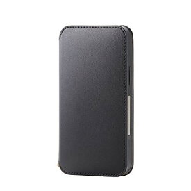 【5/1クーポン配布&ポイントUP】エレコム iPhone 12 mini ケース Qi充電対応 ソフトレザー 磁石付 ブラック PM-A20APLFY2BK