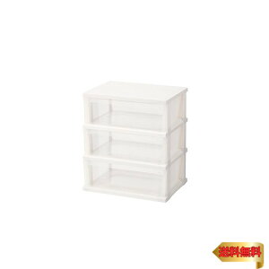 天馬(Tenma) お部屋に馴染むシンプルデザインの収納チェスト 日本製 簡単組立 ストッカーワイド 3段 簡易キャスター付きで移動がラクラクな
