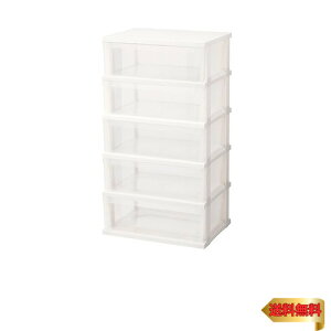 天馬(Tenma) お部屋に馴染むシンプルデザインの収納チェスト 日本製 簡単組立 ストッカーワイド 5段 簡易キャスター付きで移動がラクラクな