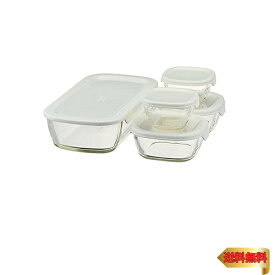 HARIO(ハリオ) スタッキング耐熱ガラスコンテナ+ミニ角小鉢 5個セット KSTL-3508-OW
