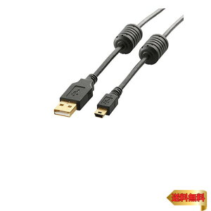 �G���R�� USB�P�[�u�� �yminiB�z USB2.0 (USB A �I�X to miniB �I�X) �t�F���C�g�R�A�t 1m �u���b�N U2C-