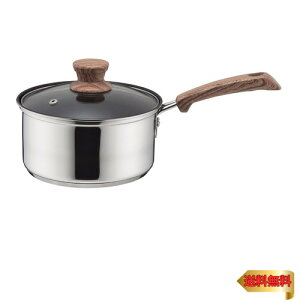 パール金属 ウッディパル 3層底 ガラス蓋 付 片手鍋 16cm 内面ふっ素加工 IH対応 HB-3175 シルバー