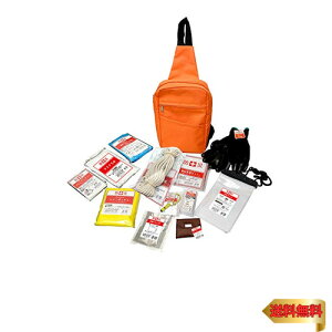 山善(YAMAZEN) 防災グッズ 防災バッグ 13点セット 【防災士監修】 (ボディバッグ) マスク スマホ充電器 ホイッスル 簡易トイレ 非