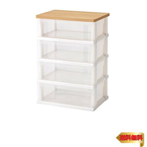 天馬(Tenma) お部屋に馴染む木製天板付きの衣装ケース 日本製 簡単組立 木製天板ストッカー4段 簡易キャスター付きで移動がラクラクなチェス