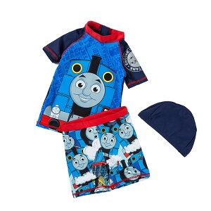 水着 子供用 男の子 100 110 120 130 スイムキャップ スイムパンツ ラッシュガード 3点セット 水泳帽 水泳キャップ 子供服 きかんしゃトーマス 並行輸入品【キャラクター グッズ 男の子 カーズ】
