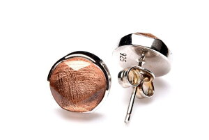 Silver925・ピンクゴールド ギベオン(メテオライト隕石) 六芒星 天然石 パワーストーン ピアス 1個売り アクセサリー _PRG1112 高品質アイテム