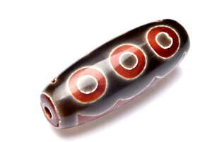 朱砂五眼天珠 39x15mm 天珠(貫通穴) 天然石 パワーストーン ルース 1個売り アクセサリー _PRG1195